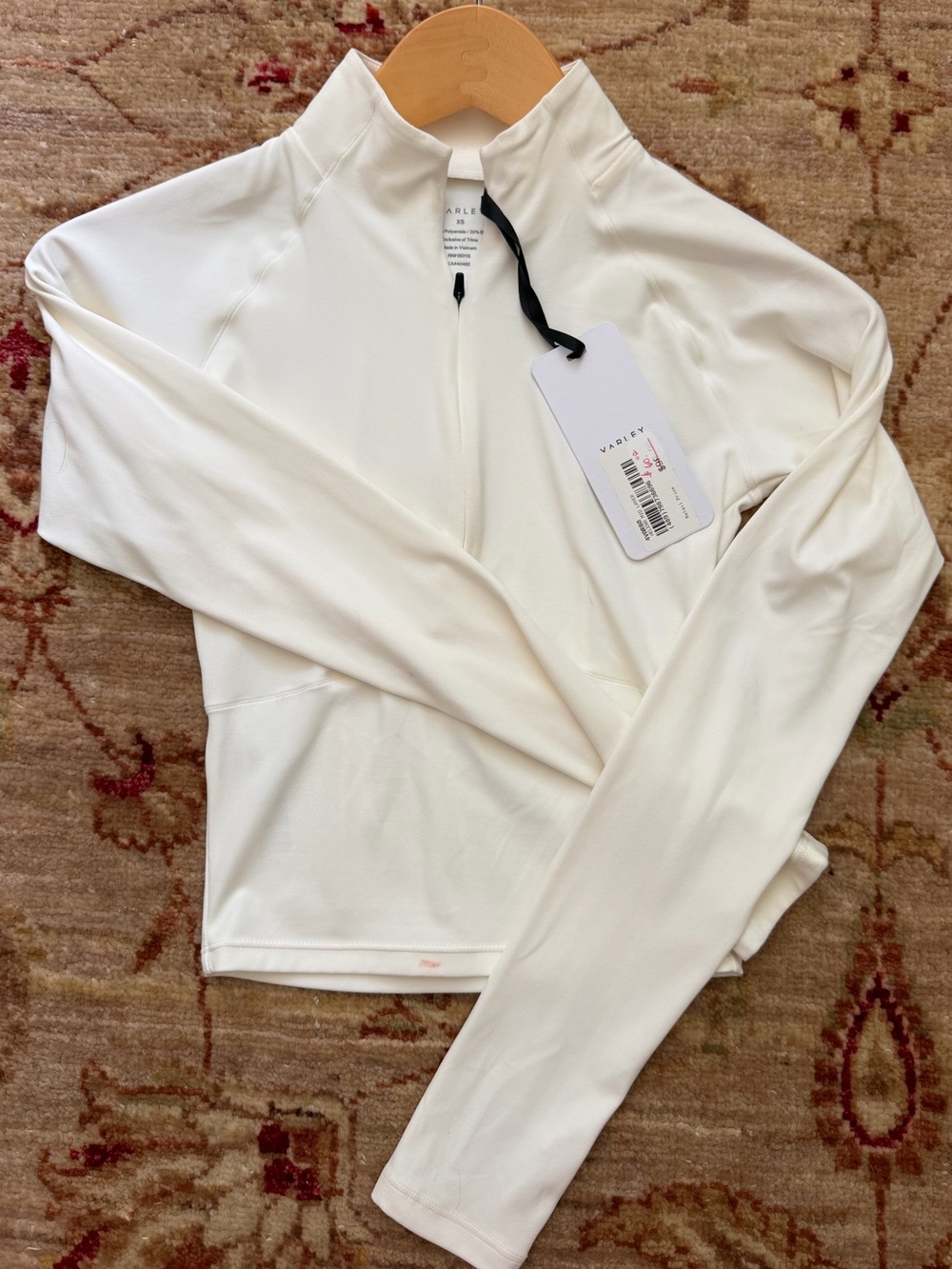 Varley White Helena Mid Layer half zip (XS)